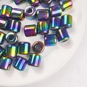 Rainbow UV plated acrylic barrel beads for DIY phone chains and jewelry making