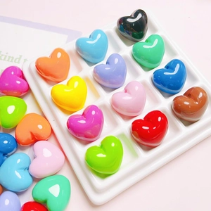 Colorful Heart Shaped Loose Beads For DIY Jewelry Making Plastic Resin Polished Beads For Phone Chains Handcraft Accessories