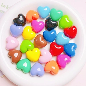 Mix of colorful polished heart-shaped loose beads for DIY jewelry and phone chains