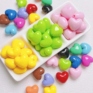 Colorful glossy heart-shaped DIY beads set for jewelry making and phone charms accessory