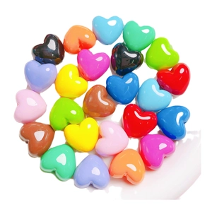 Colorful glossy heart-shaped loose beads for DIY jewelry and phone chain accessories
