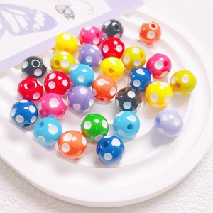Polka dot resin 12mm round loose beads in various colors for DIY jewelry and phone chains