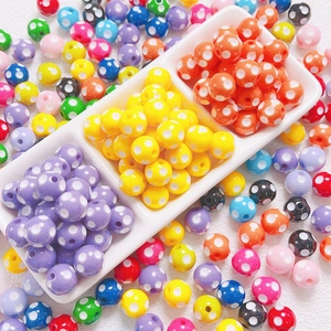 Colorful 12mm resin polka dot beads for DIY jewelry making necklaces and bracelets
