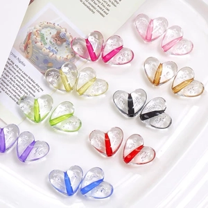 Colorful bubble acrylic heart beads for DIY jewelry making and handmade necklaces