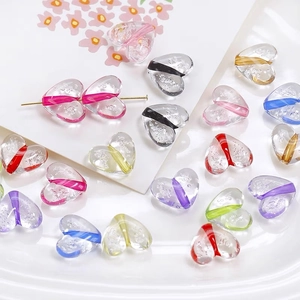 Acrylic Bubble Heart Transparent Loose Beads For DIY Jewelry Making Colorful Stripe Heart Beads For Necklace Bracelet Craft Supplies