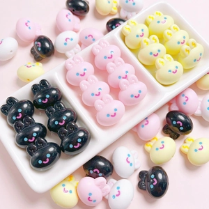 Cute 20mm Acrylic Resin Rabbit Head Loose Beads With Smile Face For DIY Jewelry Making Keychain Phone Chain Accessories