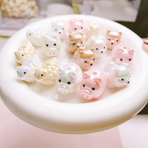 UV coated colorful 3D cartoon animal beads for DIY jewelry and phone charms