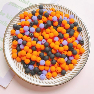 Mix of 6mm colorful matte acrylic beads in orange, black and purple for DIY jewelry making