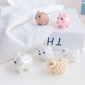 DIY cartoon animal charm beads with glossy UV coating for mobile phone chain making
