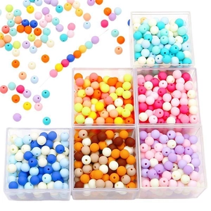 Colorful 6mm acrylic beads in transparent storage box for DIY jewelry and phone charms