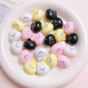 Cute 20mm acrylic cherry rabbit beads with smiley faces for DIY jewelry making