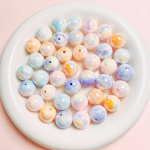16mm Acrylic Luminous Dual Color Round Beads For DIY Jewelry Making Phantom Mabe Style Beads Phone Chain Handcrafts