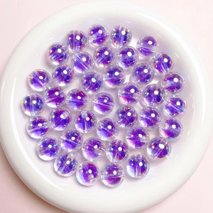 Translucent 16mm purple iridescent UV resin round beads for DIY jewelry making
