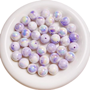 Luminous acrylic mabe beads with purple gradient and pearlescent finish for DIY jewelry