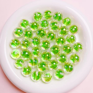 16mm iridescent clear green round beads with UV coating for DIY jewelry making
