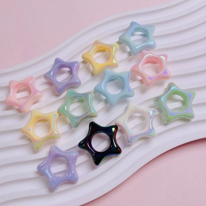 Perline a Stella in Acrilico Cangiante Intagliato a Forma di Pentagramma per Gioielli Fai da Te Catenine per Cellulari Braccialetti