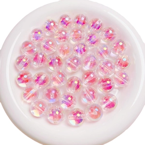 16mm UV transparent rainbow beads with pink core for DIY jewelry and phone chain making