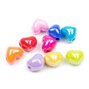Colorful heart-shaped acrylic beads in bright candy tones for DIY jewelry and crafts