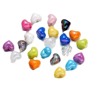Colorful pearlescent heart-shaped acrylic beads for DIY jewelry and phone charms