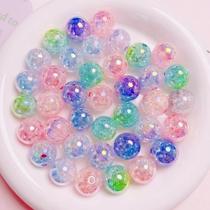 UV Gradient Crackle Round Acrylic Beads DIY Jewelry Making Material For Phone Chain Keychain Bracelet Accessory
