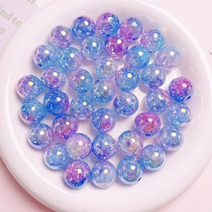 DIY 16mm UV gradient beads with crackle texture in blue and purple tones for jewelry