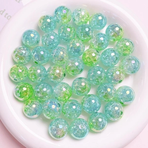 16mm UV dual-tone gradient crackle round beads for DIY jewelry and phone charms