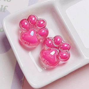 Pink translucent acrylic cat paw beads with high gloss finish for DIY craft accessories