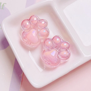 Charming iridescent translucent pink acrylic cat paw beads for DIY craft mobile phone chains