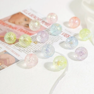 Macaron colorful round dream beads with iridescent glitter for DIY jewelry making