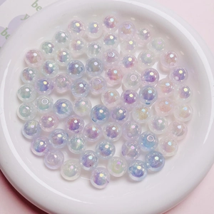 Perles rondes irisées sirène lumineuses pour bijoux DIY et accessoires de chaîne