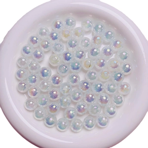 Perles rondes lumineuses étoilées avec placage UV coloré et effet irisant pour bijoux DIY