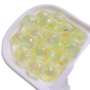 Iridescent light green beads with internal crackle texture for DIY jewelry making