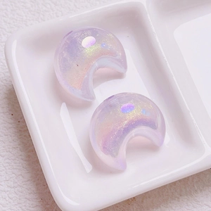 Sparkling moon-shaped gradient resin beads for DIY jewelry and phone chain accessories