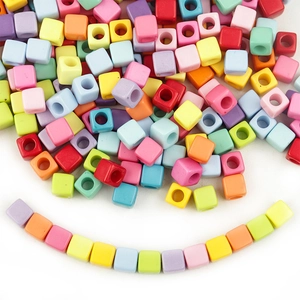 7mm colorful acrylic square beads with large holes for DIY jewelry and phone chains