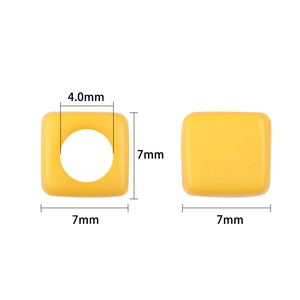 Bright yellow 7mm square acrylic beads with 4mm large hole for DIY jewelry making