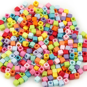 Colorful 7mm acrylic square beads with large holes for DIY jewelry and phone chain making