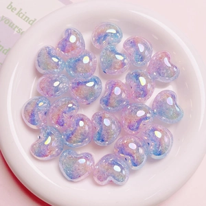 Cuentas de corazón en acrílico con degradado aurora para joyería DIY y cadenas de móvil