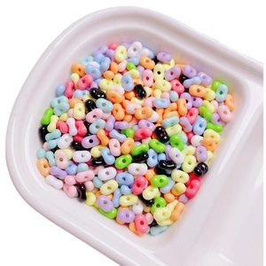 Colorful mixed acrylic peanut seed beads with double holes for DIY jewelry making