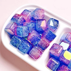 Acrylic colorful gradient cube crackle beads with large holes for DIY jewelry making