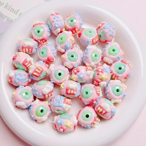 Hand-painted acrylic DIY monster beads with stars and Hi letters for jewelry making