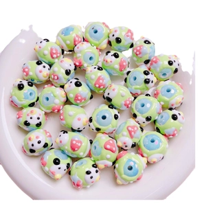 Hand-painted light green acrylic animal beads for DIY jewelry and phone chains
