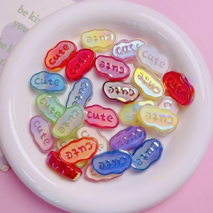 Colorful cloud-shaped acrylic beads with cute lettering for DIY jewelry and phone charms