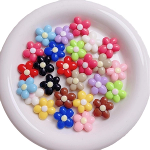20mm colorful acrylic flower beads with five petals for DIY jewelry and phone chains