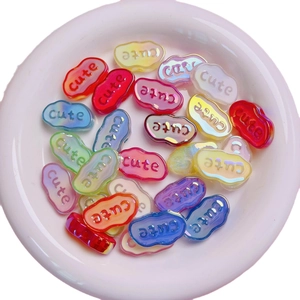 Colorful translucent acrylic cloud beads with Cute lettering for DIY jewelry making