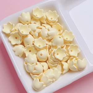 Charming cream yellow lily of the valley acrylic flower beads for DIY jewelry making