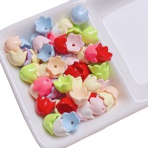 Pastel acrylic tulip flower beads in assorted colors for DIY jewelry making and crafts