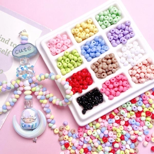 Kit de perles macaron 4mm en boîte 12 compartiments pour bijoux et dragonnes DIY