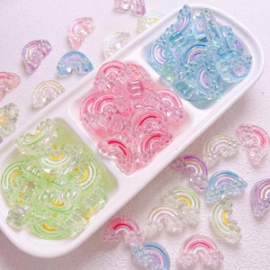 Colorful Rainbow Acrylic Beads UV Plated Drip Oil Loose Beads For DIY Mobile Phone Chain Hair Rope Jewelry Making Supplies
