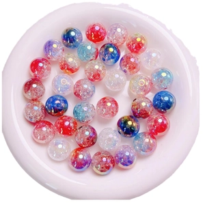 Cuentas de 16mm con degradado multicolor y efecto agrietado para joyería DIY y accesorios