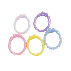 DIY colorful oval frames with bow accents for phone chains and keychain accessories